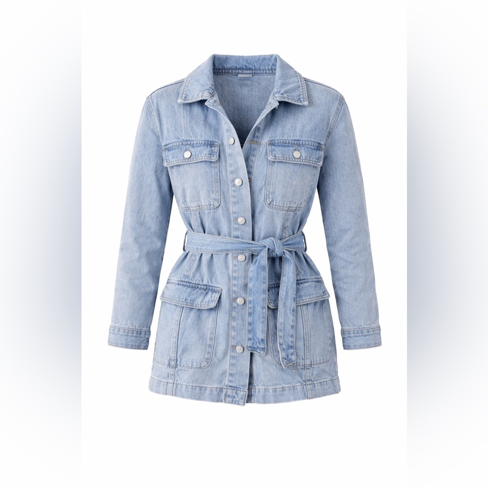 Zara Light Blue Belted Denim Jacket Size:S